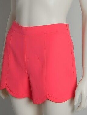 Bright Coral Scallop Hem Shorts